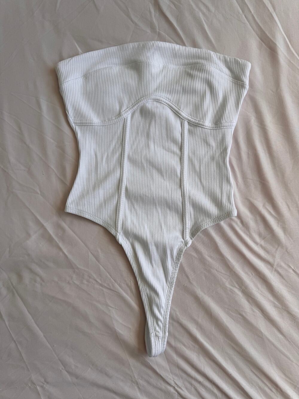 Out From Under Strapless Corset Thong Bodysuit, Size S